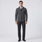 Herren Strickjacke mit Reißverschluss – Regular Fit — Dunkelgrau