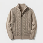 Herren Strickjacke mit Reißverschluss – Regular Fit — Beige