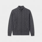 Herren Strickjacke mit Reißverschluss – Regular Fit — Dunkelgrau