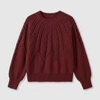 Damen Strickpullover mit Zopfmuster – Relaxed Fit — Rot