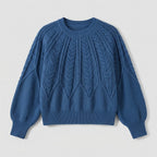 Damen Strickpullover mit Zopfmuster – Relaxed Fit — Navy