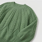 Damen Strickpullover mit Zopfmuster – Relaxed Fit — Grün