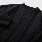 Herren Strickpullover mit Zopfmuster – Regular Fit — Schwarz