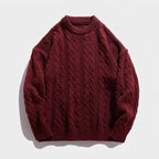 Herren Strickpullover mit Zopfmuster – Regular Fit — Merlotrot