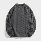 Herren Strickpullover mit Zopfmuster – Regular Fit — Dunkelgrau