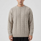 Herren Strickpullover mit Zopfmuster – Regular Fit — Aschbeige