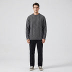 Herren Strickpullover mit Zopfmuster – Regular Fit — Dunkelgrau