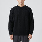 Herren Strickpullover mit Zopfmuster – Regular Fit — Schwarz