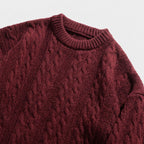 Herren Strickpullover mit Zopfmuster – Regular Fit — Merlotrot