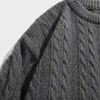 Herren Strickpullover mit Zopfmuster – Regular Fit — Dunkelgrau
