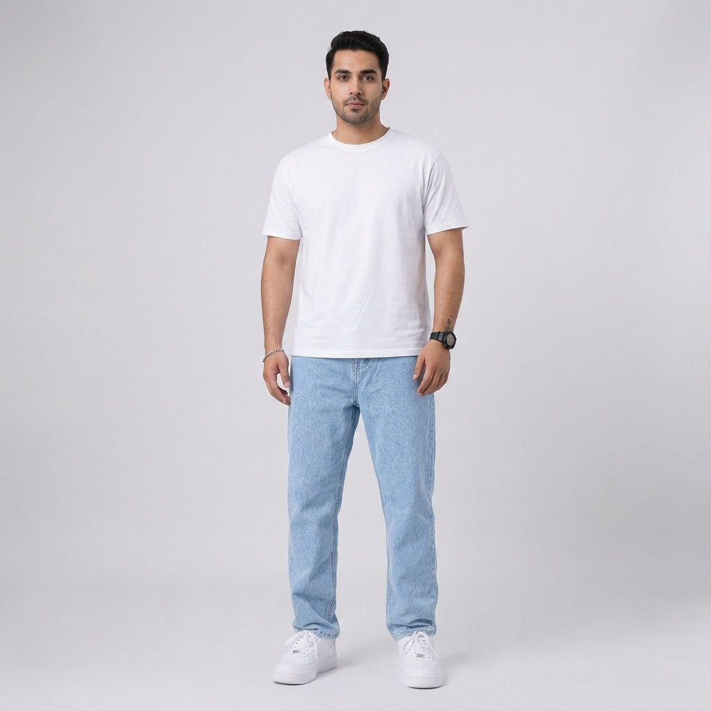 Herren Baggy Jeans im Loose Fit — Hellblau