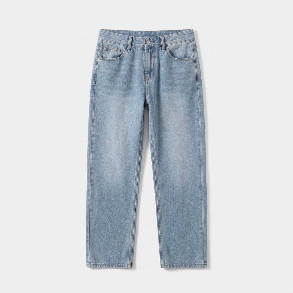 Herren Baggy Jeans im Loose Fit — Dunkles Cyan