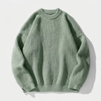 Herren Strickpullover in Rippstrick – Relaxed Fit — Grün