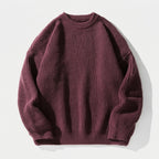 Herren Strickpullover in Rippstrick – Relaxed Fit — Burgund