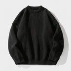 Herren Strickpullover in Rippstrick – Relaxed Fit — Schwarz