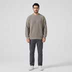 Herren Strickpullover in Rippstrick – Relaxed Fit — Grau