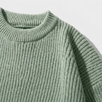 Herren Strickpullover in Rippstrick – Relaxed Fit — Grün