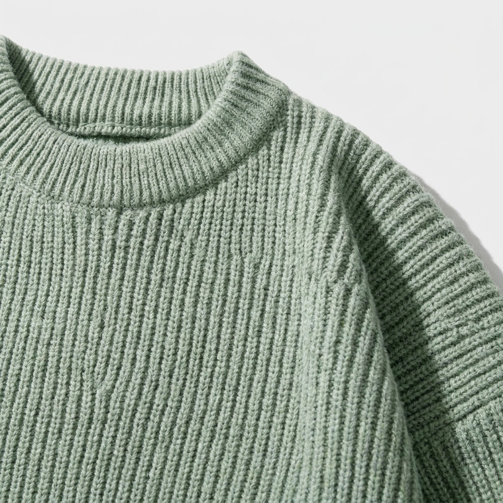 Herren Strickpullover in Rippstrick – Relaxed Fit — Grün
