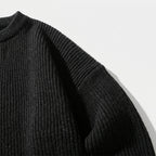 Herren Strickpullover in Rippstrick – Relaxed Fit — Schwarz