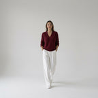 Damen Strickpullover mit V-Ausschnitt – Relaxed Fit — Bordeaux