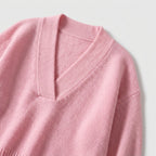 Damen Strickpullover mit V-Ausschnitt – Relaxed Fit — Rosa