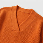 Damen Strickpullover mit V-Ausschnitt – Relaxed Fit — Orange