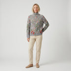 Damen Strickpullover mit Rollkragen und Blumenmuster – Relaxed Fit