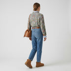 Damen Strickpullover mit Rollkragen und Blumenmuster – Relaxed Fit