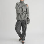 Damen Strickpullover aus Kaschmir mit Rollkragen – Regular Fit — Grau