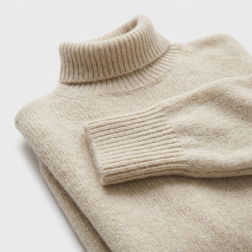 Damen Strickpullover aus Kaschmir mit Rollkragen – Regular Fit — Beige