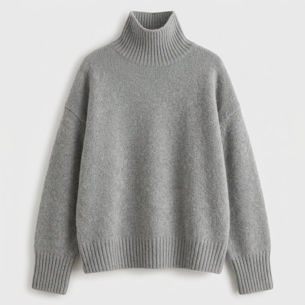 Damen Strickpullover aus Kaschmir mit Rollkragen – Regular Fit — Grau