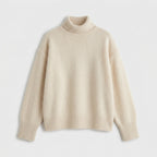 Damen Strickpullover aus Kaschmir mit Rollkragen – Regular Fit — Beige