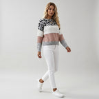Damen Strickpullover mit Leopardenmuster – Relaxed Fit — Pink