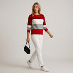 Damen Strickpullover mit Leopardenmuster – Relaxed Fit — Rot