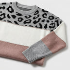 Damen Strickpullover mit Leopardenmuster – Relaxed Fit — Pink
