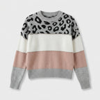 Damen Strickpullover mit Leopardenmuster – Relaxed Fit — Pink