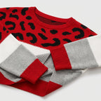 Damen Strickpullover mit Leopardenmuster – Relaxed Fit — Red