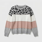 Damen Strickpullover mit Leopardenmuster – Relaxed Fit — Pink