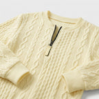 Damen Pullover mit Zopfmuster und Reißverschluss — Light-Yellow