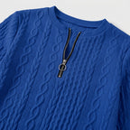 Damen Pullover mit Zopfmuster und Reißverschluss — Blue