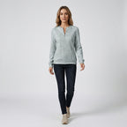 Damen Pullover mit Zopfmuster und Reißverschluss — Gray