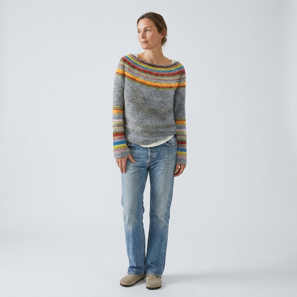 Damen Strickpullover mit Norwegermuster – Regular Fit