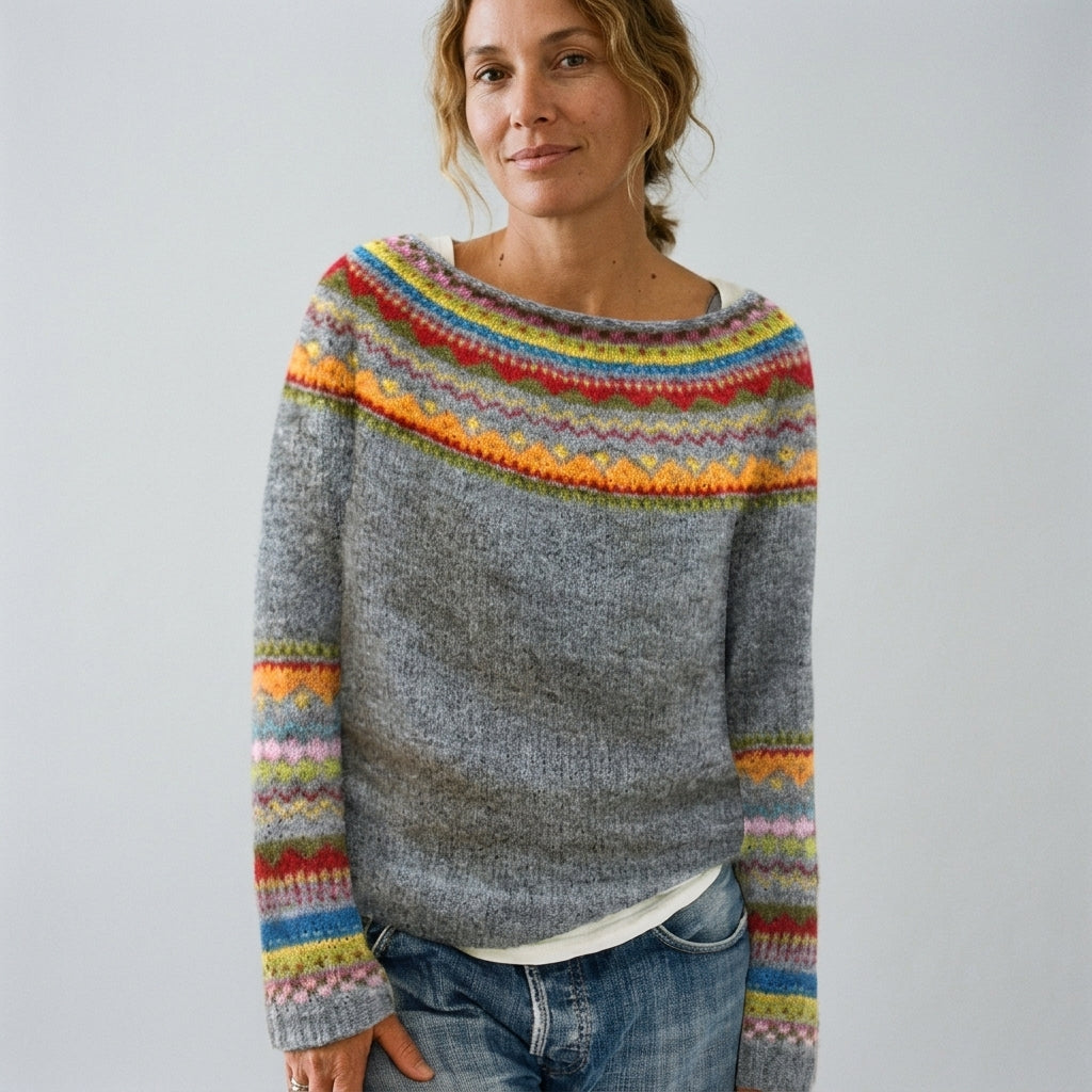 Damen Strickpullover mit Norwegermuster – Regular Fit