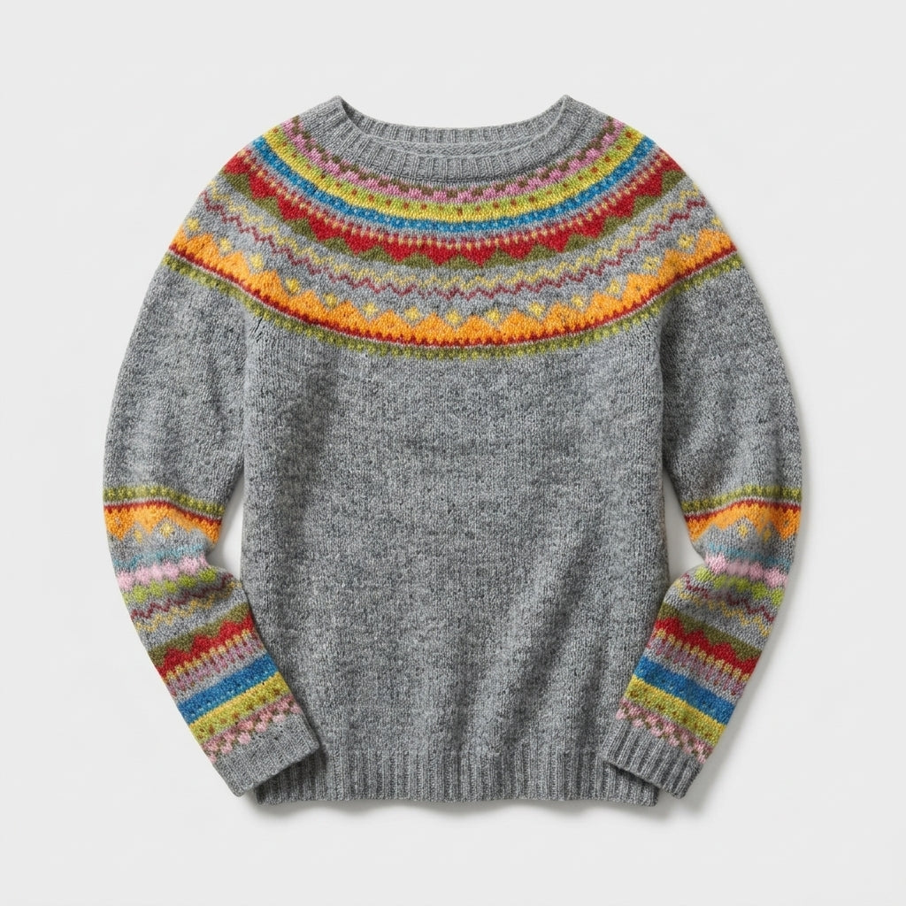Damen Strickpullover mit Norwegermuster – Regular Fit