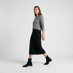 Damen Wildleder-Stiefeletten mit Blockabsatz — Schwarz
