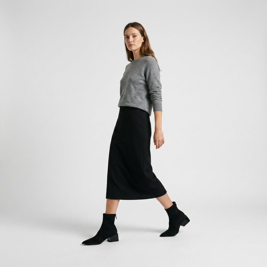 Damen Wildleder-Stiefeletten mit Blockabsatz — Schwarz