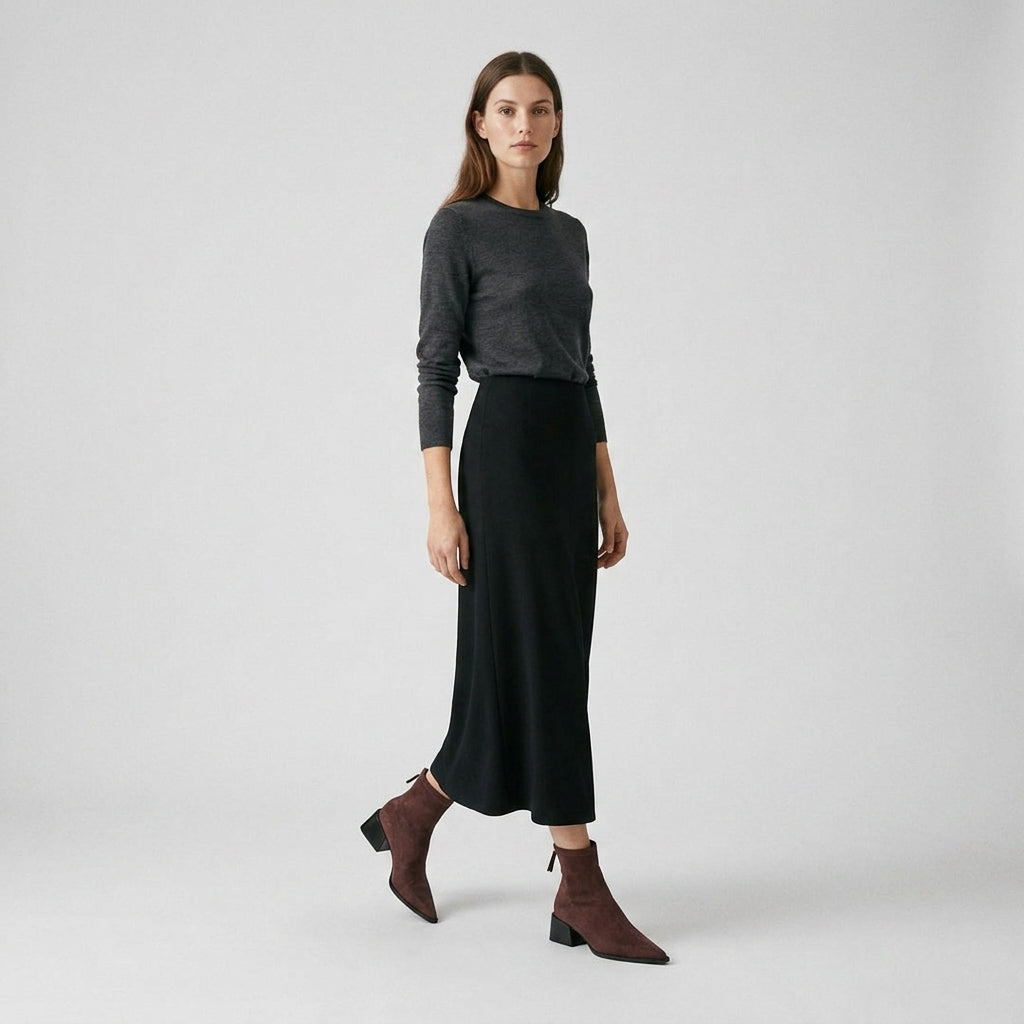 Damen Wildleder-Stiefeletten mit Blockabsatz — Braun