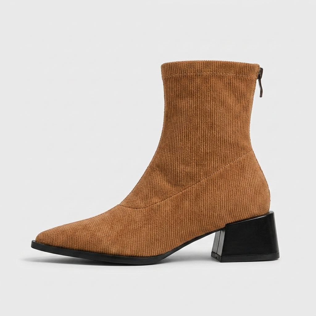 Damen Wildleder-Stiefeletten mit Blockabsatz — Gelb