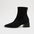 Damen Wildleder-Stiefeletten mit Blockabsatz — Schwarz