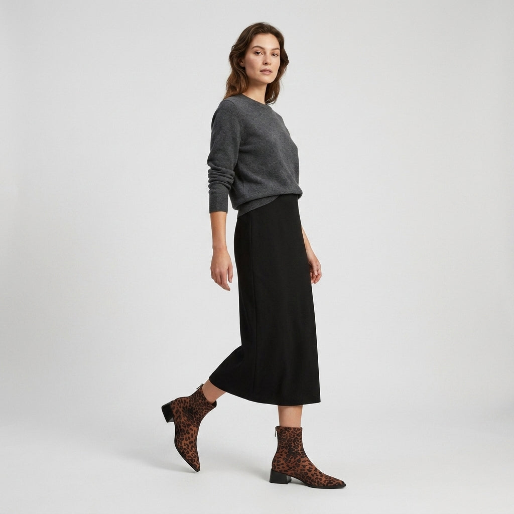 Damen Wildleder-Stiefeletten mit Blockabsatz — Leopard